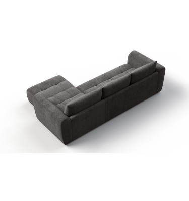 Canapé d'angle 4 places SORENO, tissu gris foncé