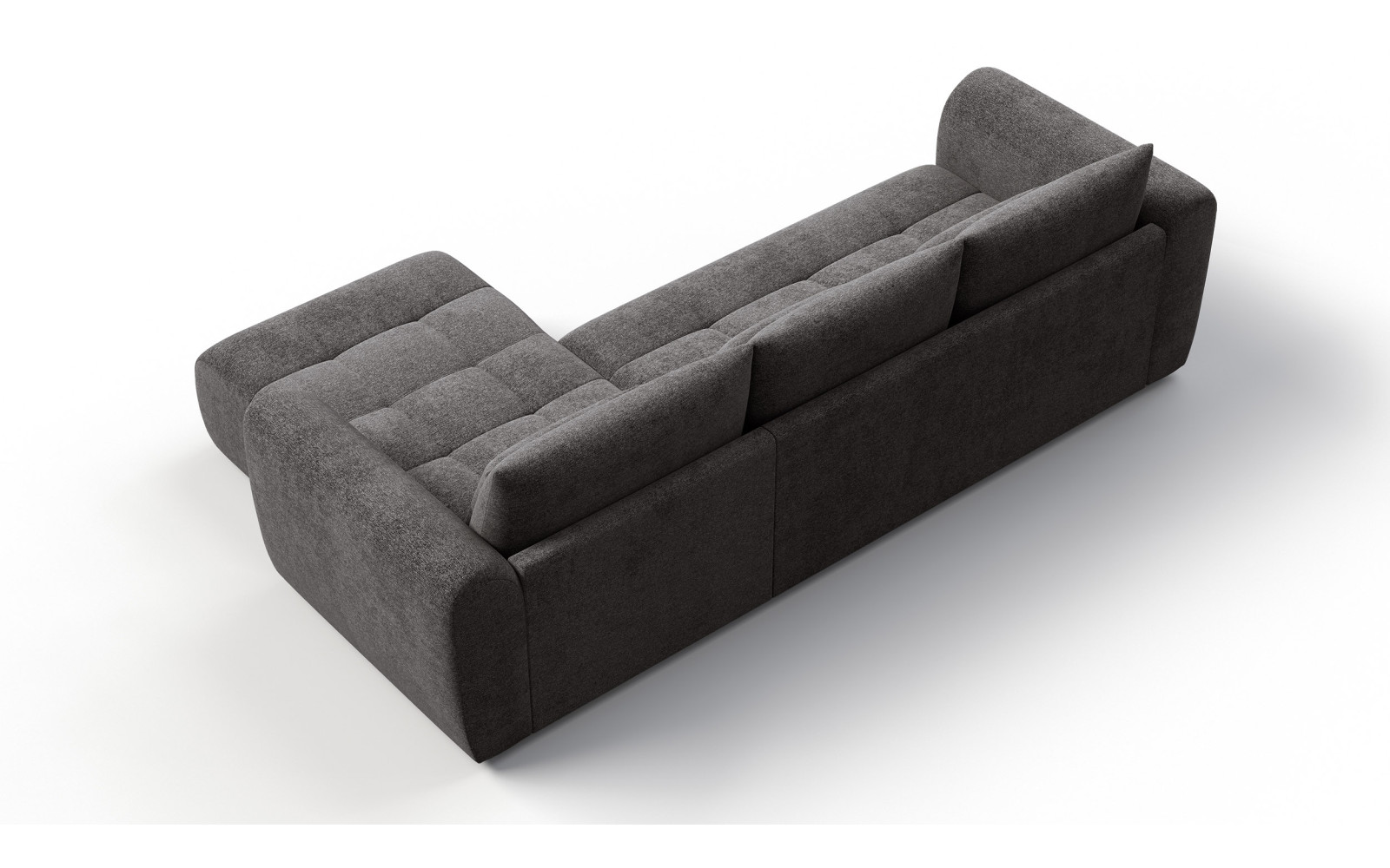 Canapé d'angle 4 places SORENO, tissu gris foncé