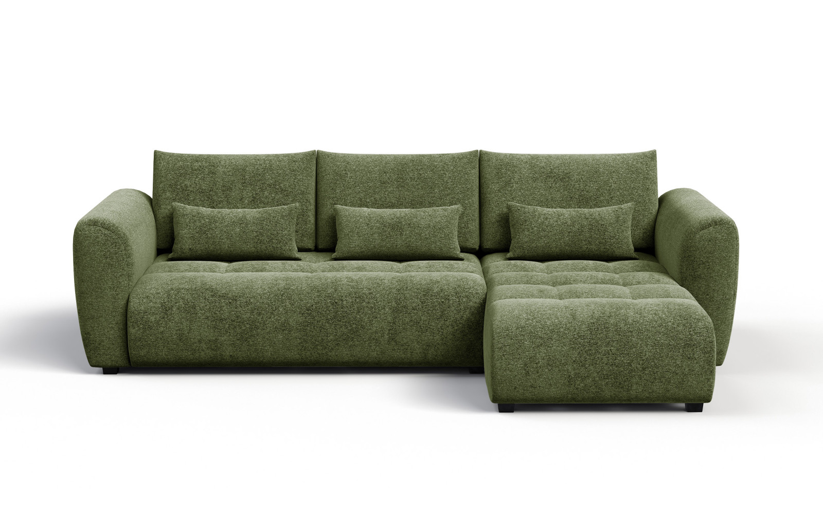 Canapé d'angle 4 places SORENO, tissu vert