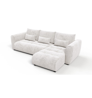 Canapé d'angle 4 places SORENO, tissu ecru