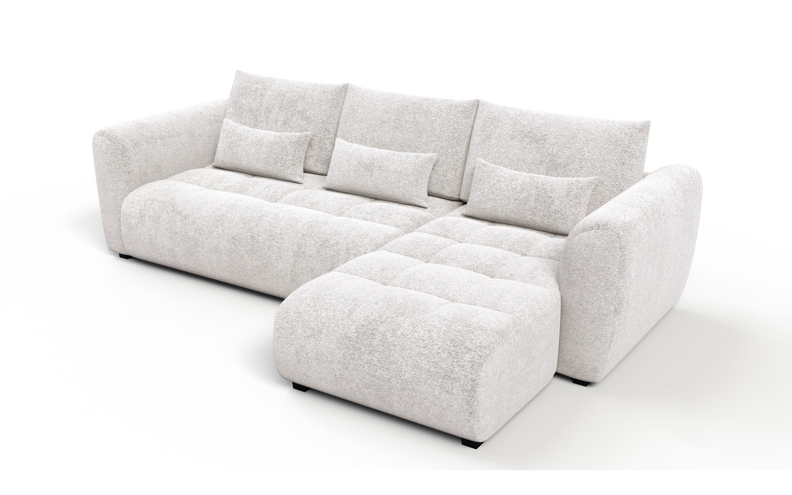 Canapé d'angle 4 places SORENO, tissu ecru