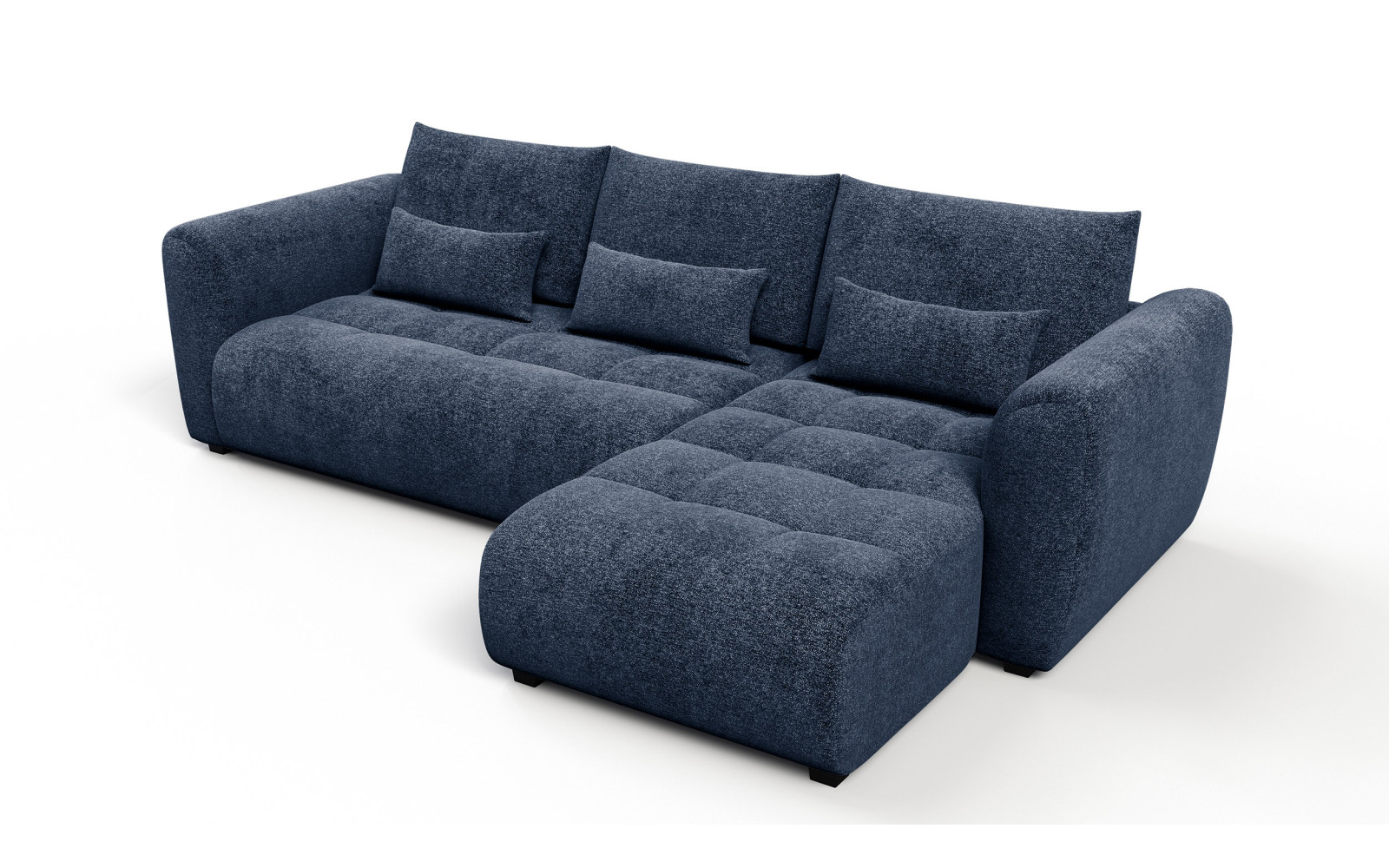 Canapé d'angle 4 places SORENO, tissu bleu marine