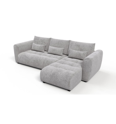 Canapé d'angle 4 places SORENO, tissu gris