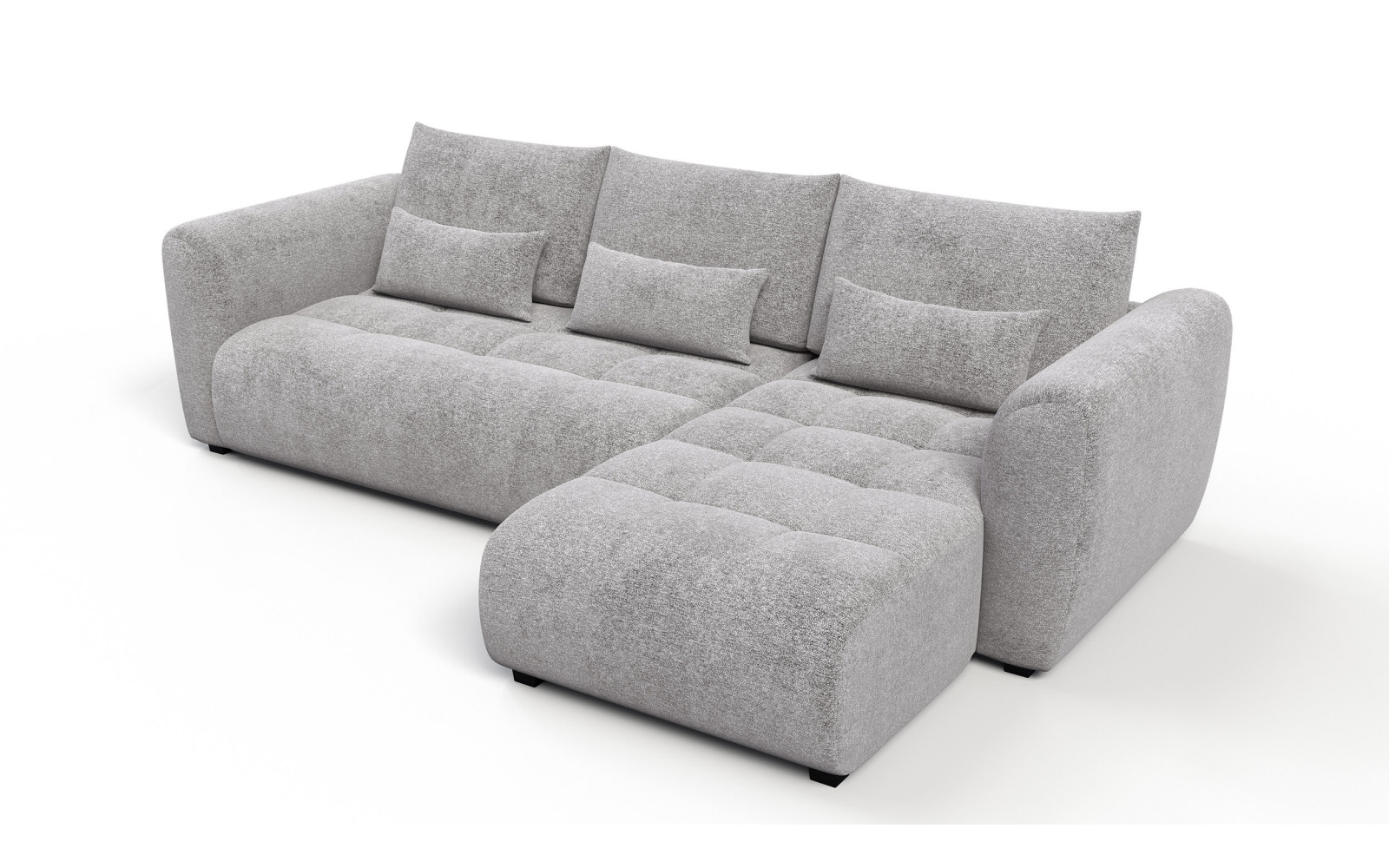 Canapé d'angle 4 places SORENO, tissu gris