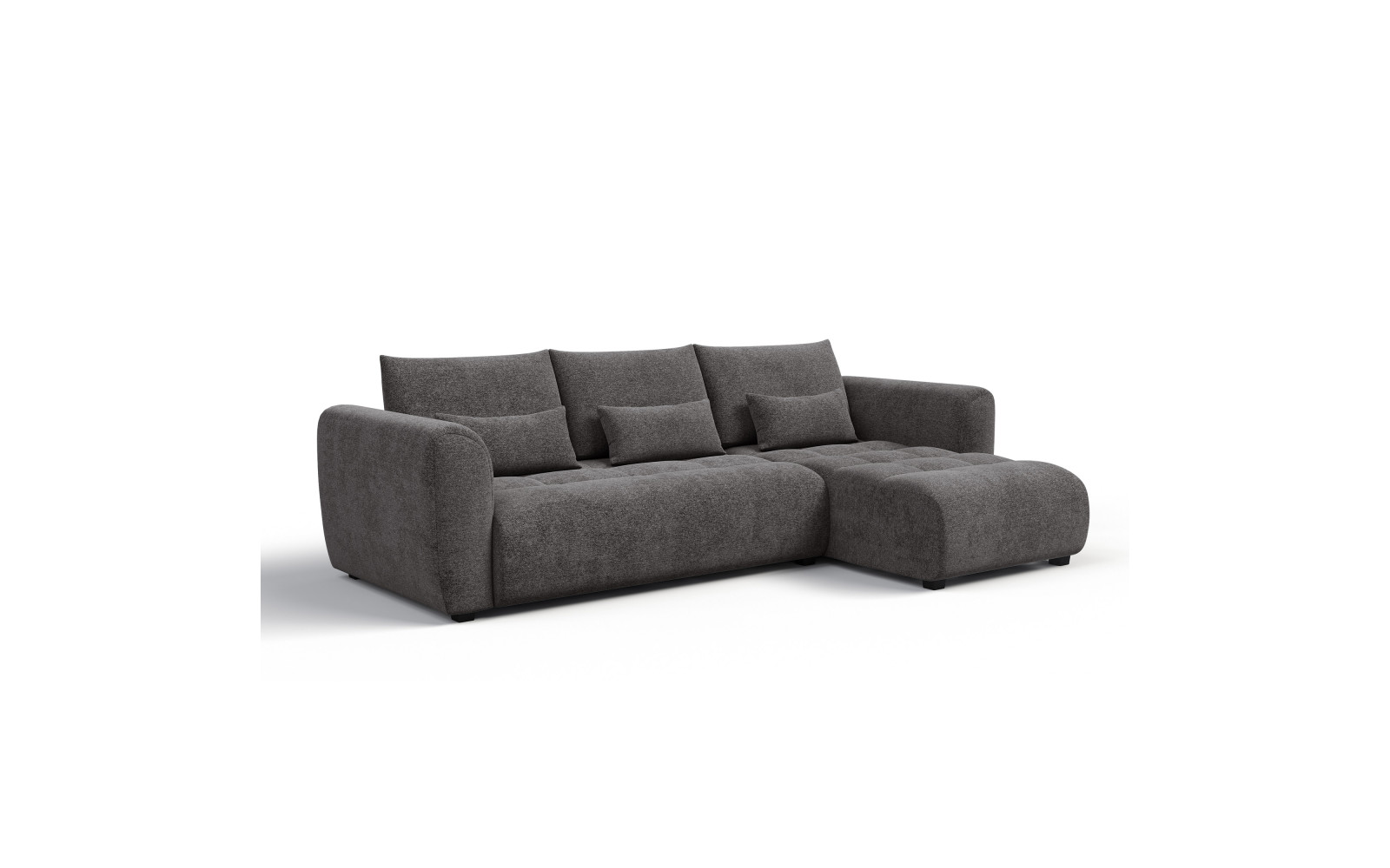 Canapé d'angle 4 places SORENO, tissu gris foncé