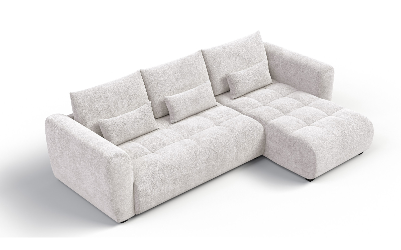 Canapé d'angle 4 places SORENO, tissu ecru
