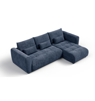 Canapé d'angle 4 places SORENO, tissu bleu marine