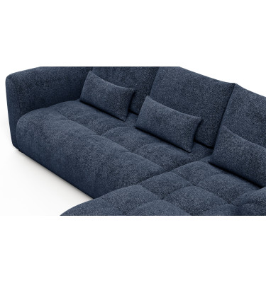 Canapé d'angle 4 places SORENO, tissu bleu marine
