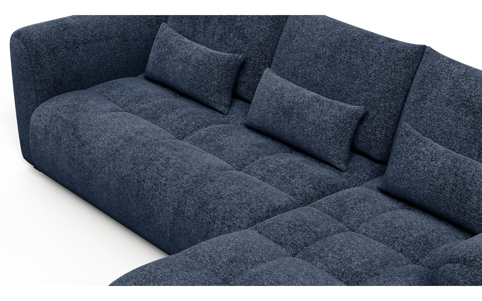 Canapé d'angle 4 places SORENO, tissu bleu marine