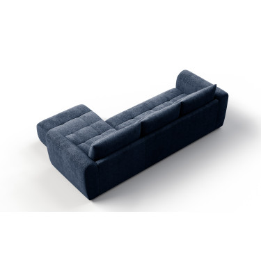 Canapé d'angle 4 places SORENO, tissu bleu marine