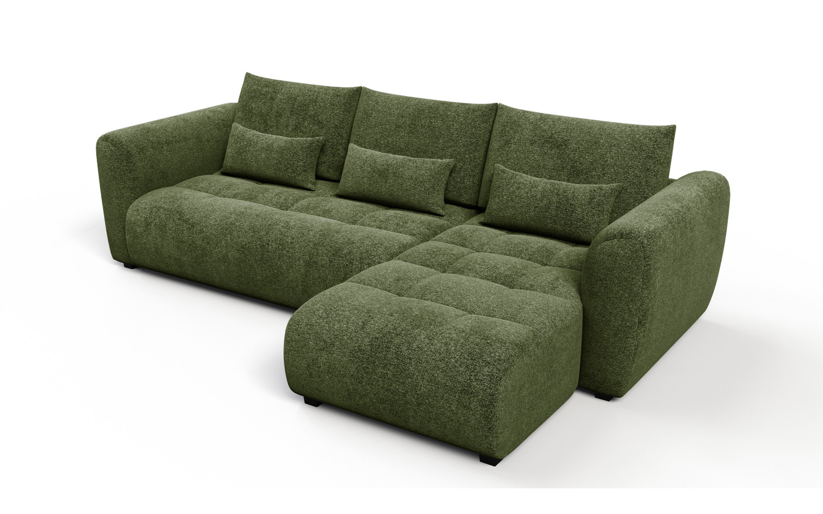Canapé d'angle 4 places SORENO, tissu vert