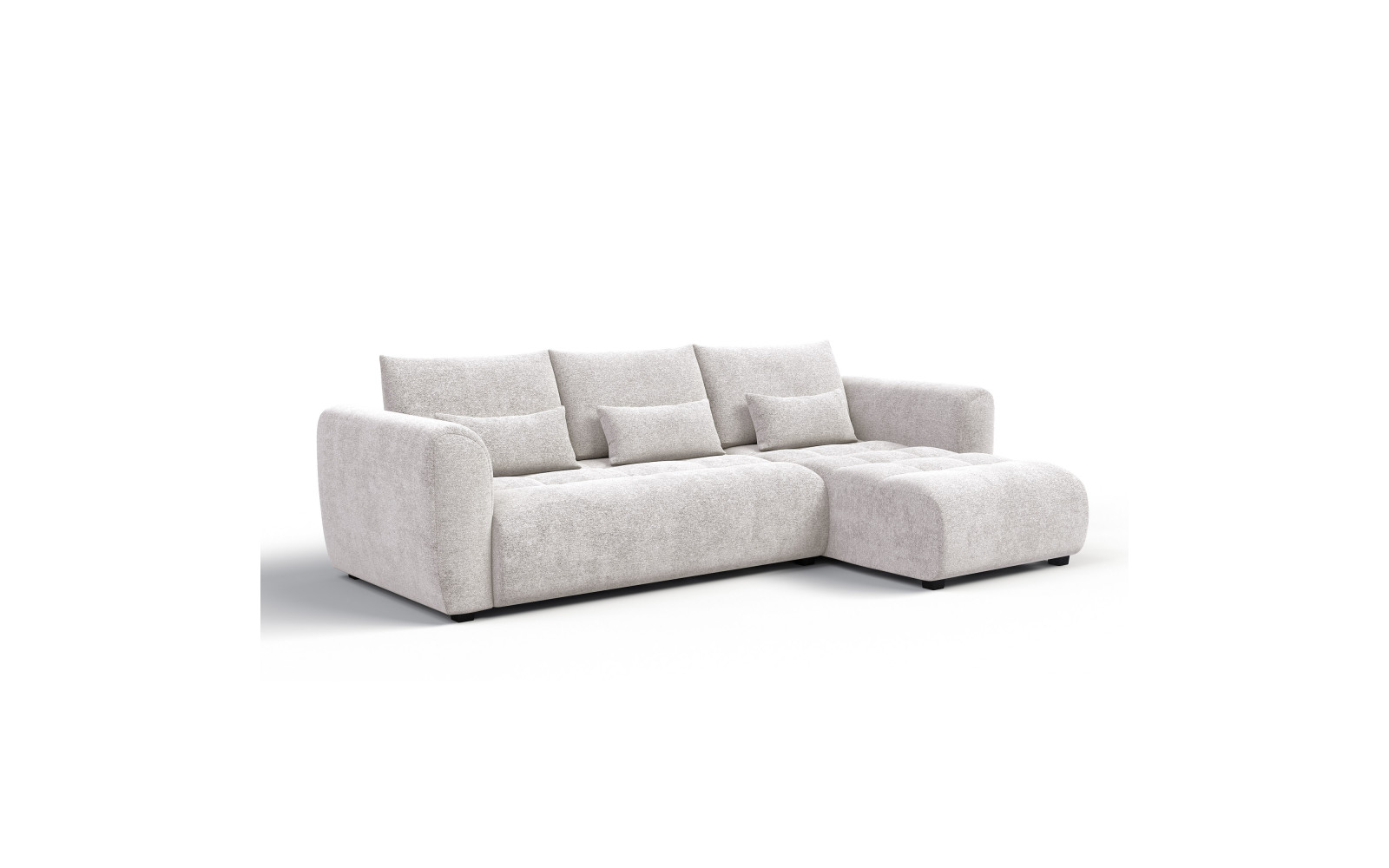 Canapé d'angle 4 places SORENO, tissu ecru