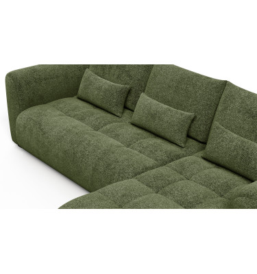 Canapé d'angle 4 places SORENO, tissu vert