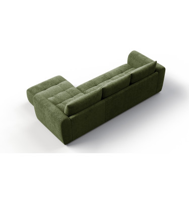 Canapé d'angle 4 places SORENO, tissu vert