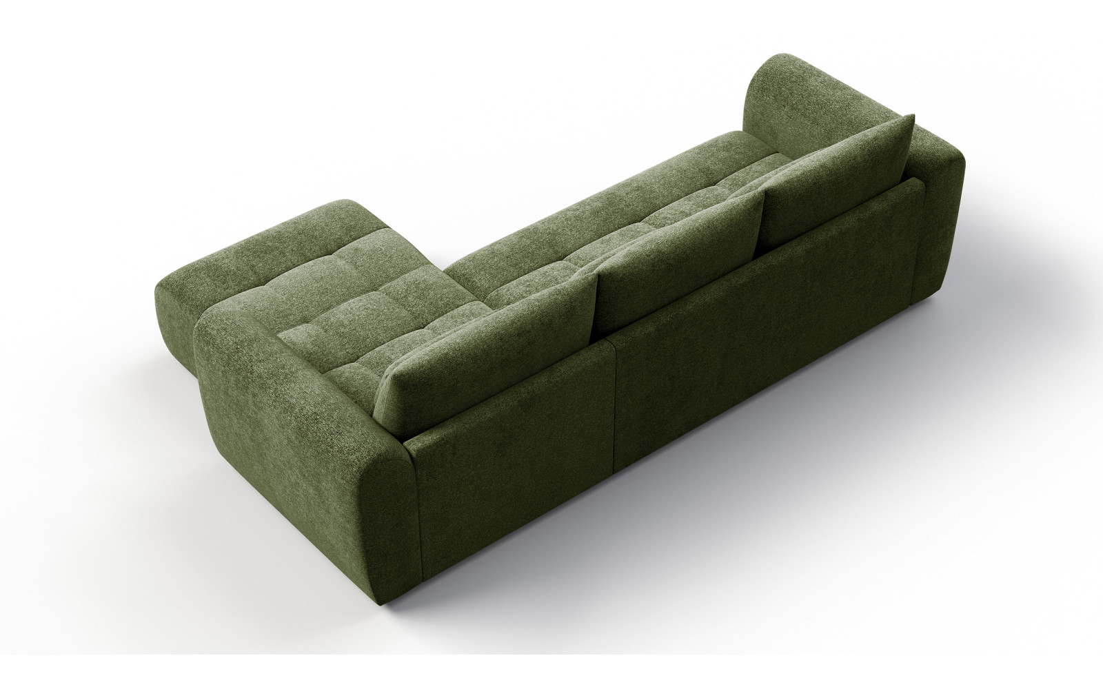 Canapé d'angle 4 places SORENO, tissu vert