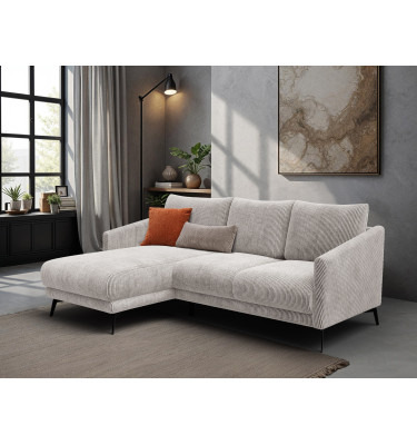 Canapé d'angle gauche 3 places VILT, tissu blanc