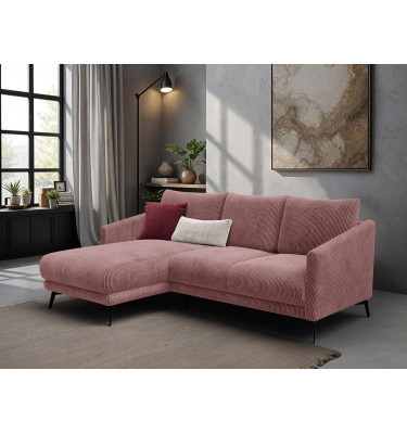 Canapé d'angle gauche 3 places VILT, tissu rose