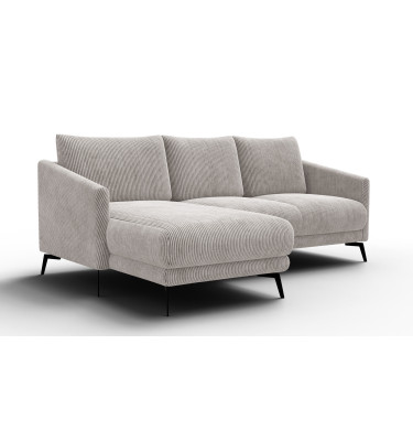 Canapé d'angle gauche 3 places VILT, tissu blanc