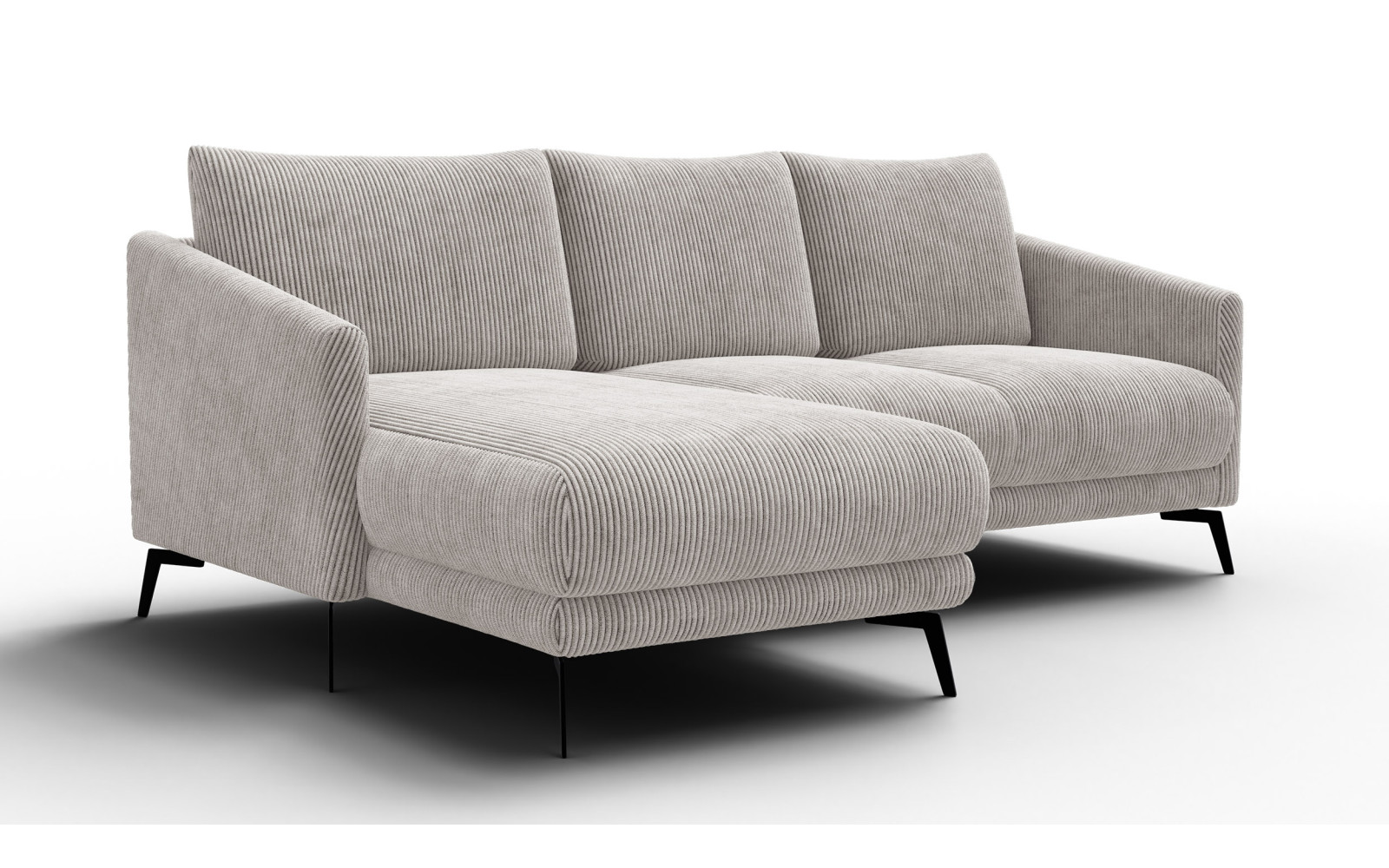 Canapé d'angle gauche 3 places VILT, tissu blanc