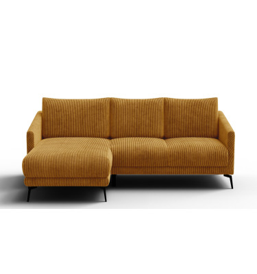 Canapé d'angle gauche 3 places VILT, tissu jaune foncé