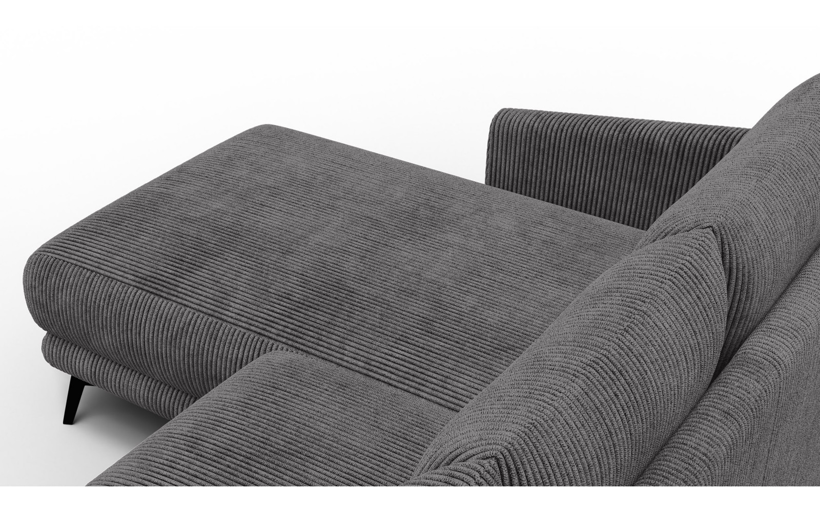 Canapé d'angle gauche 3 places VILT, tissu gris foncé