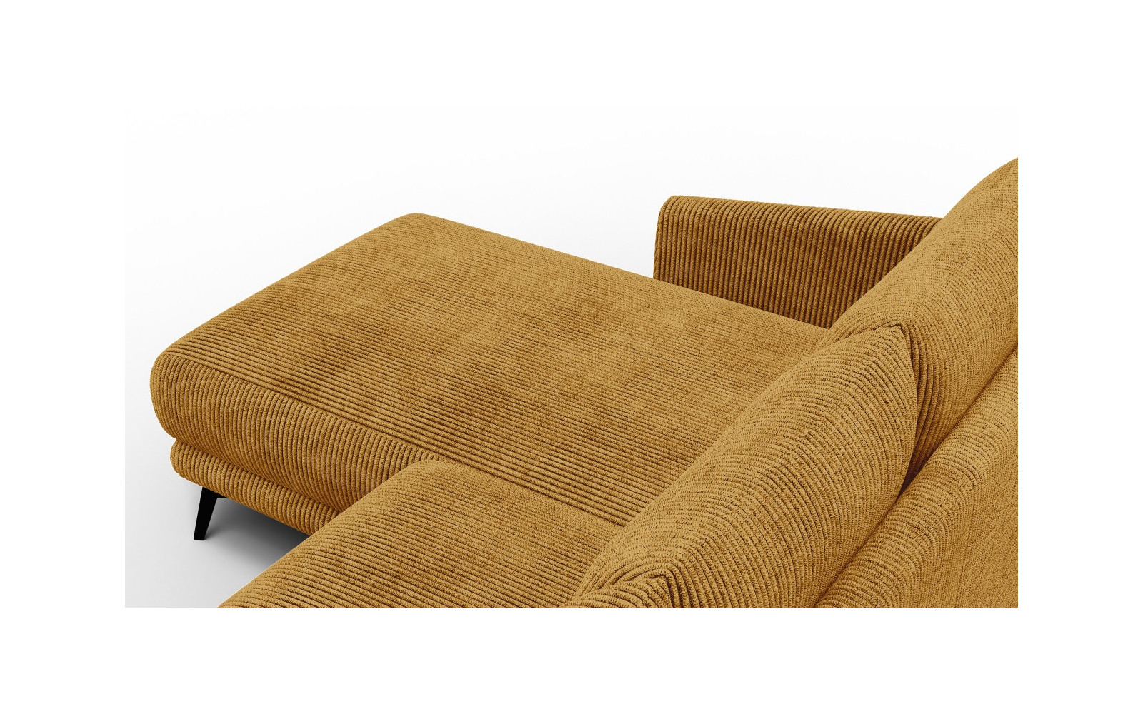 Canapé d'angle gauche 3 places VILT, tissu jaune foncé