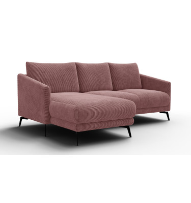 Canapé d'angle gauche 3 places VILT, tissu rose