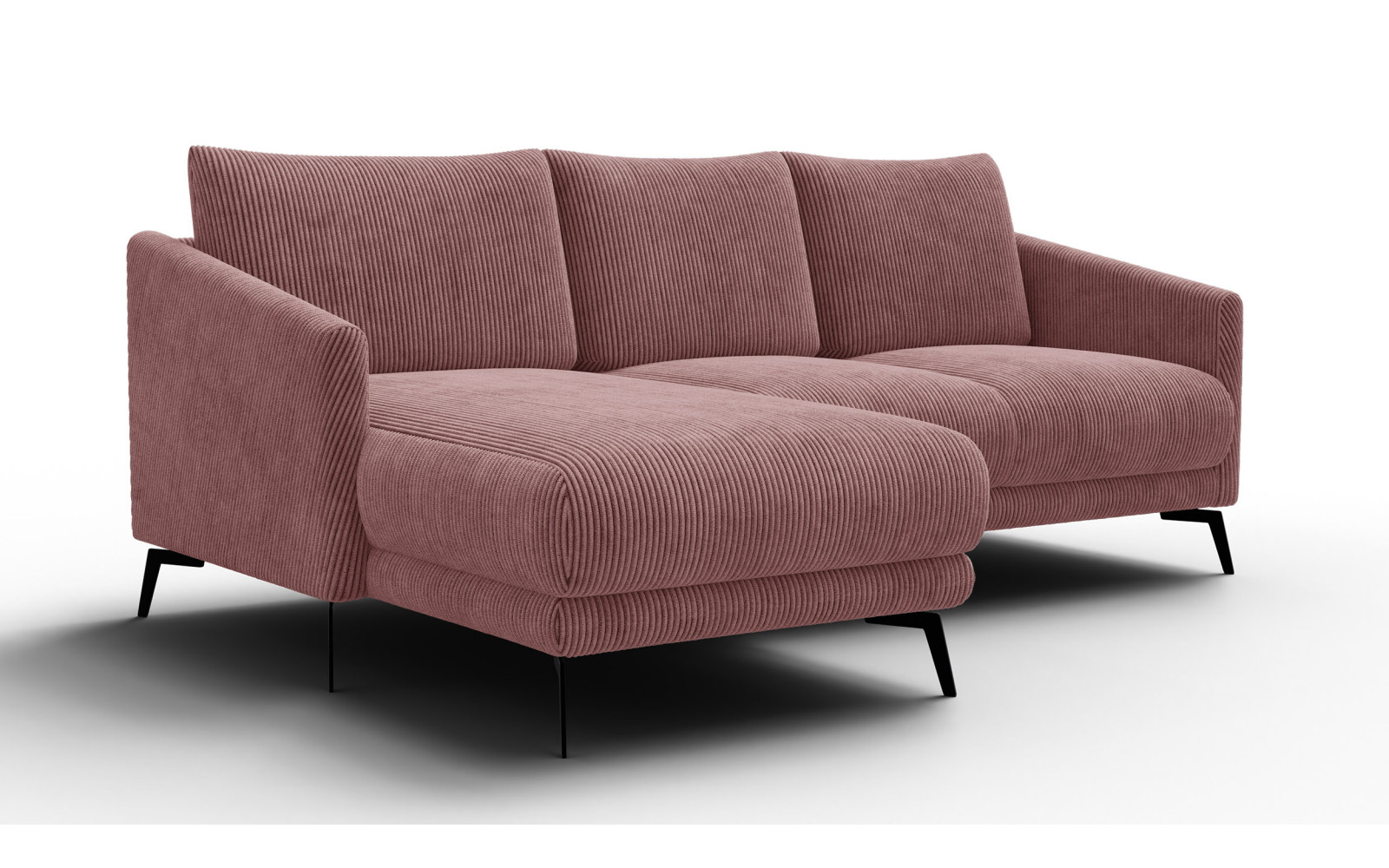 Canapé d'angle gauche 3 places VILT, tissu rose