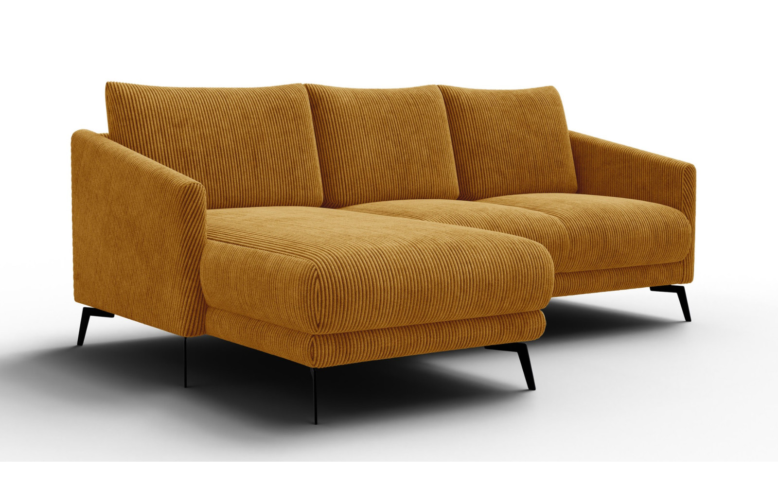 Canapé d'angle gauche 3 places VILT, tissu jaune foncé