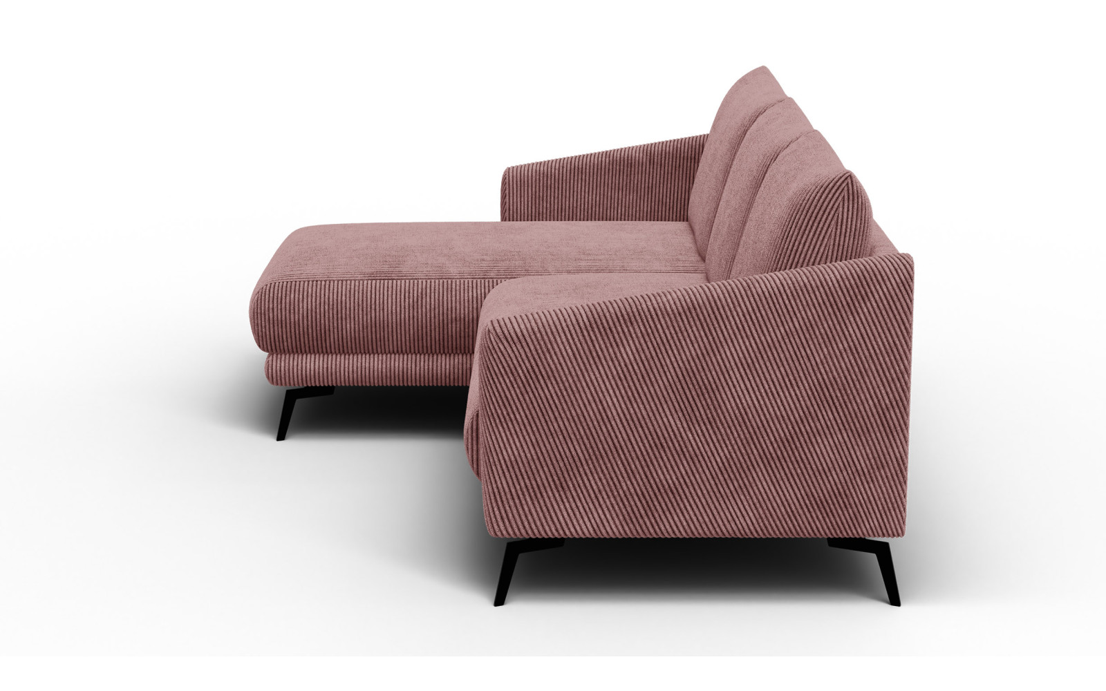 Canapé d'angle gauche 3 places VILT, tissu rose