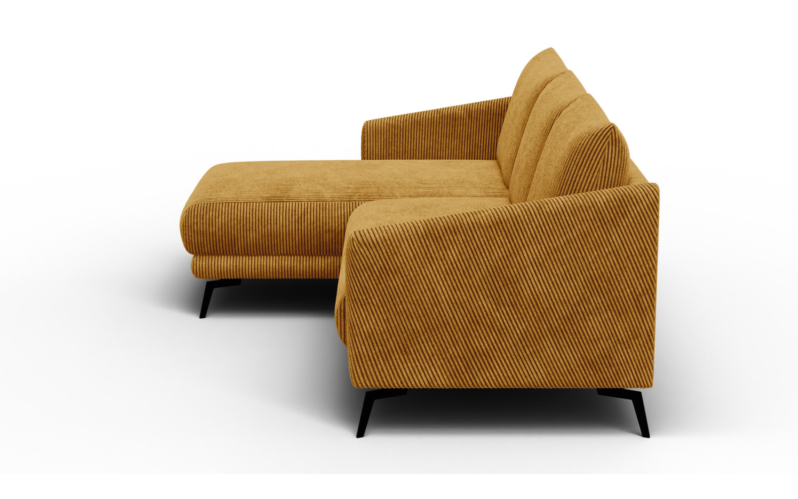 Canapé d'angle gauche 3 places VILT, tissu jaune foncé