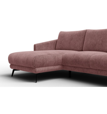 Canapé d'angle gauche 3 places VILT, tissu rose