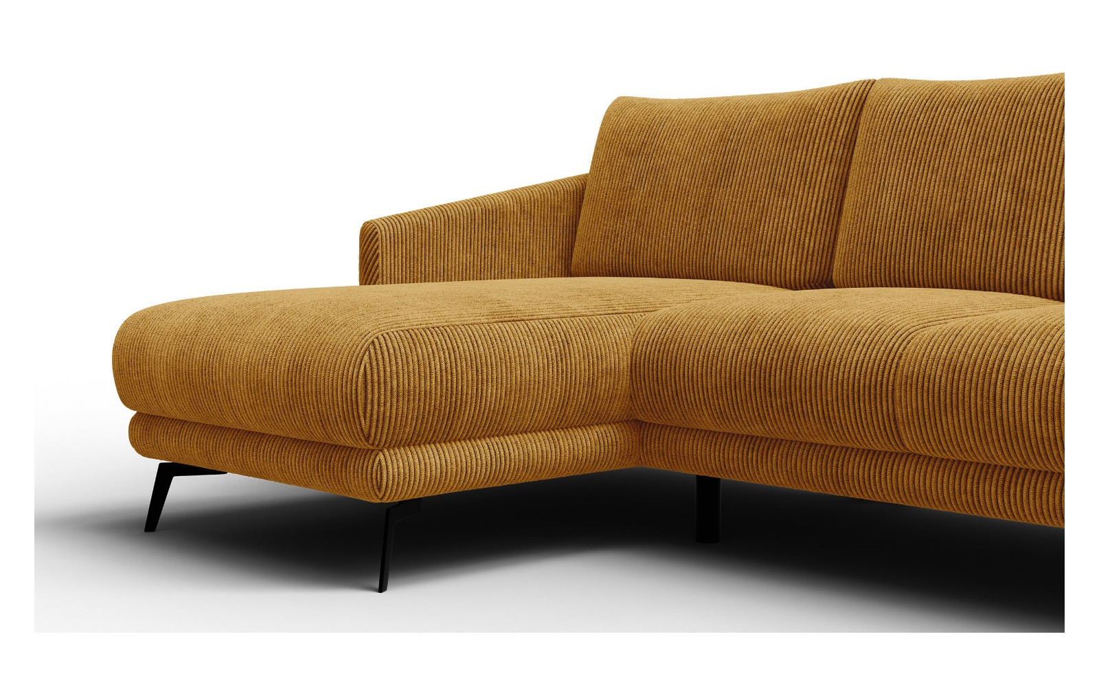 Canapé d'angle gauche 3 places VILT, tissu jaune foncé