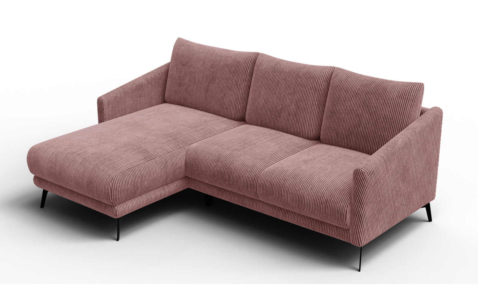 Canapé d'angle gauche 3 places VILT, tissu rose