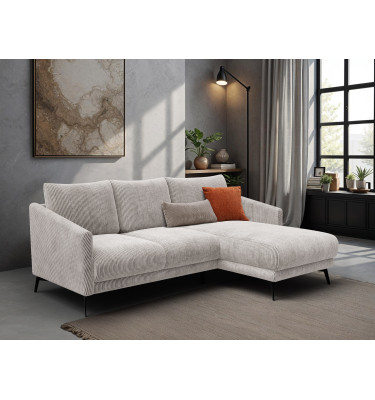 Canapé d'angle droit 3 places VILT, tissu blanc