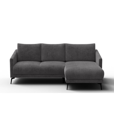 Canapé d'angle droit 3 places VILT, tissu gris foncé