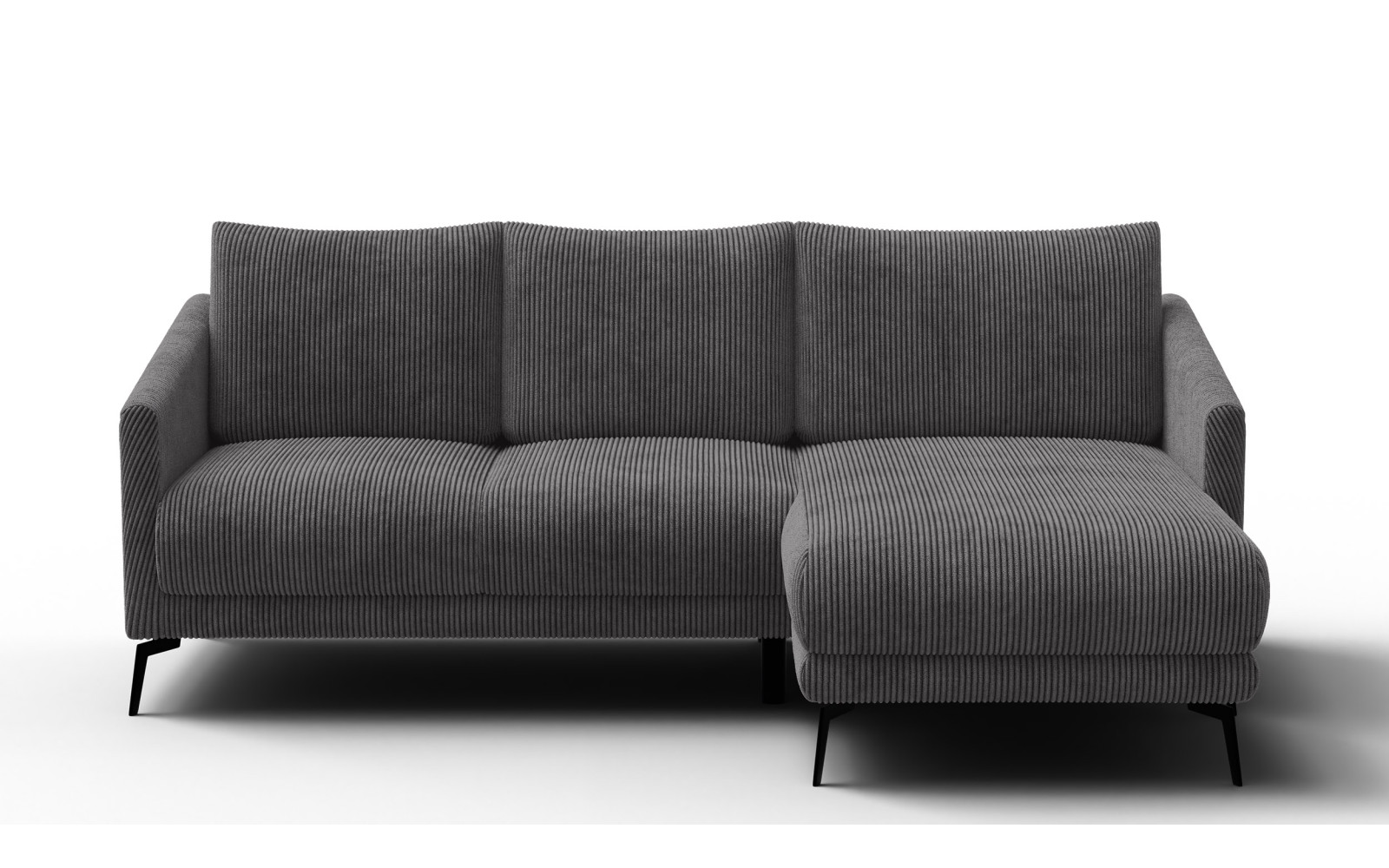 Canapé d'angle droit 3 places VILT, tissu gris foncé