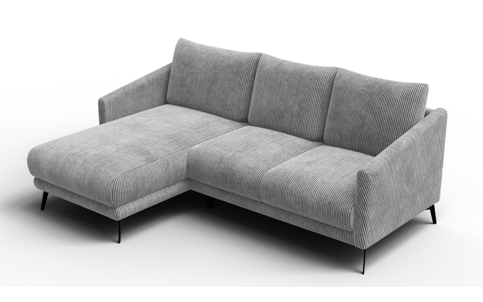 Canapé d'angle gauche 3 places VILT, tissu gris clair