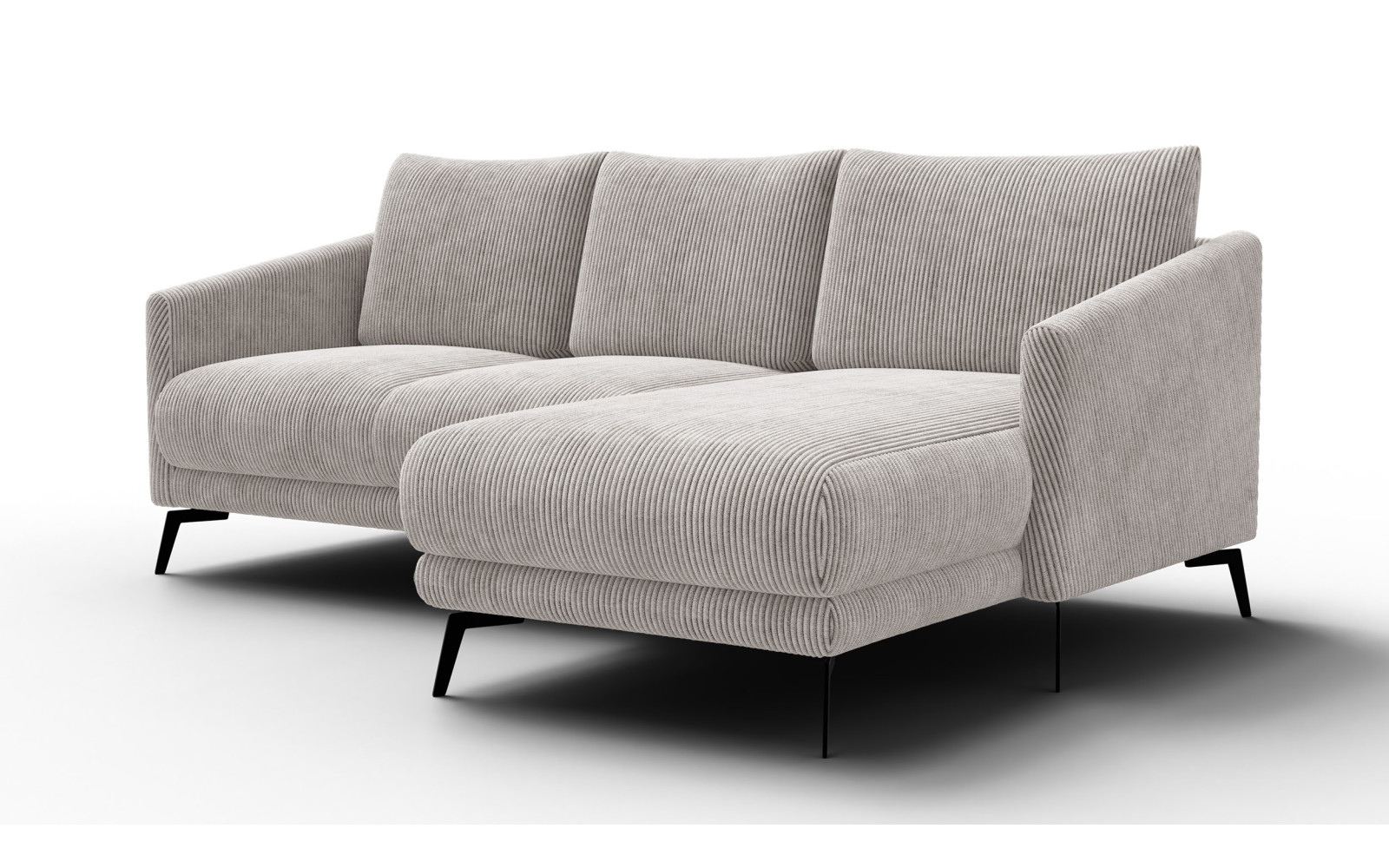 Canapé d'angle droit 3 places VILT, tissu blanc