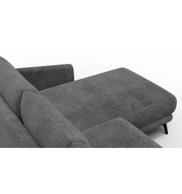 Canapé d'angle droit 3 places VILT, tissu gris foncé