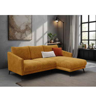 Canapé d'angle droit 3 places VILT, tissu jaune foncé