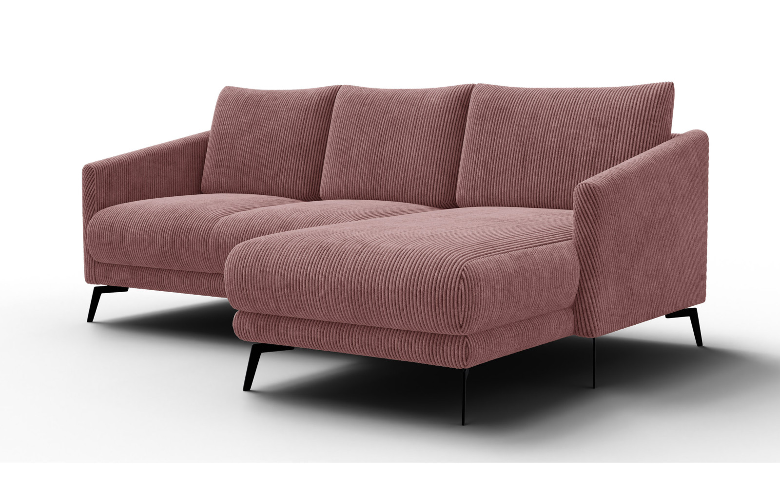 Canapé d'angle droit 3 places VILT, tissu rose