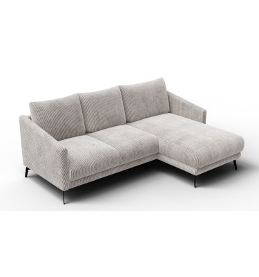 Canapé d'angle droit 3 places VILT, tissu blanc