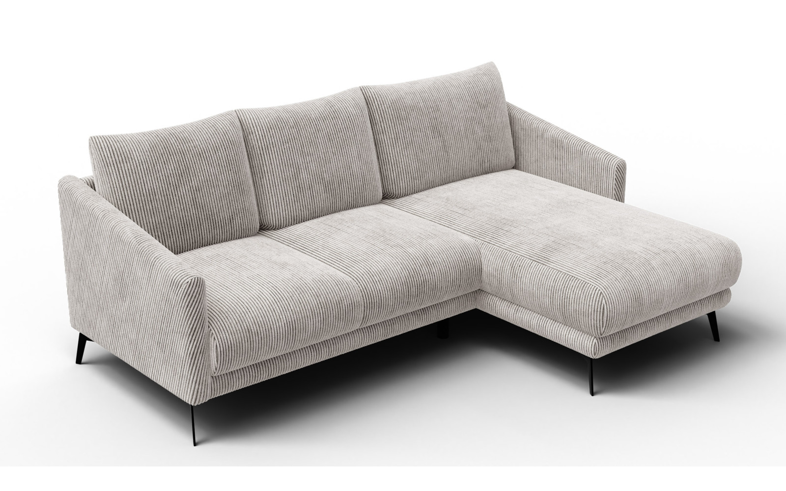 Canapé d'angle droit 3 places VILT, tissu blanc