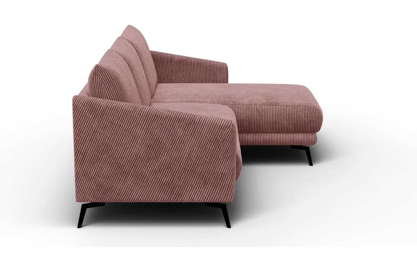 Canapé d'angle droit 3 places VILT, tissu rose