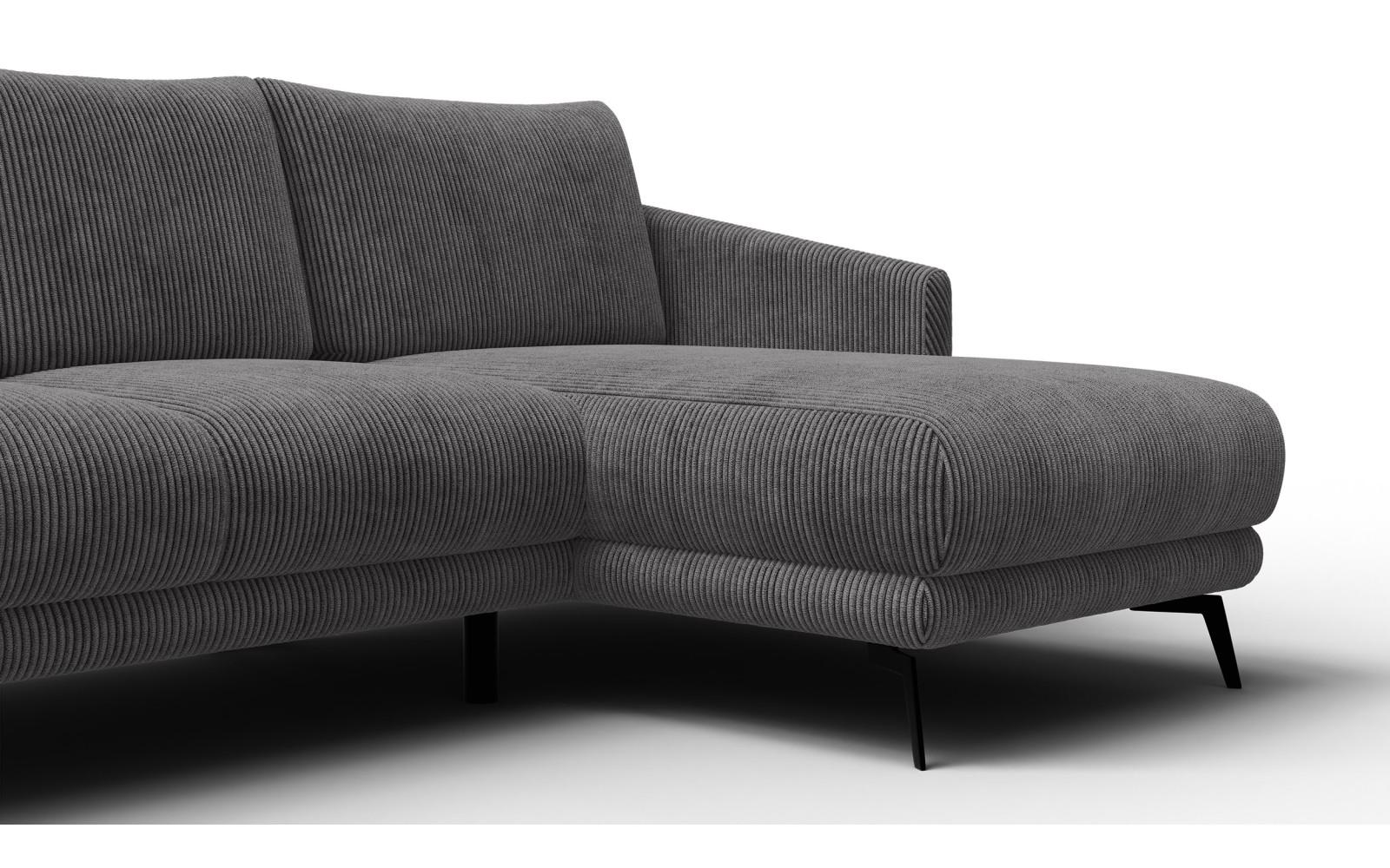 Canapé d'angle droit 3 places VILT, tissu gris foncé