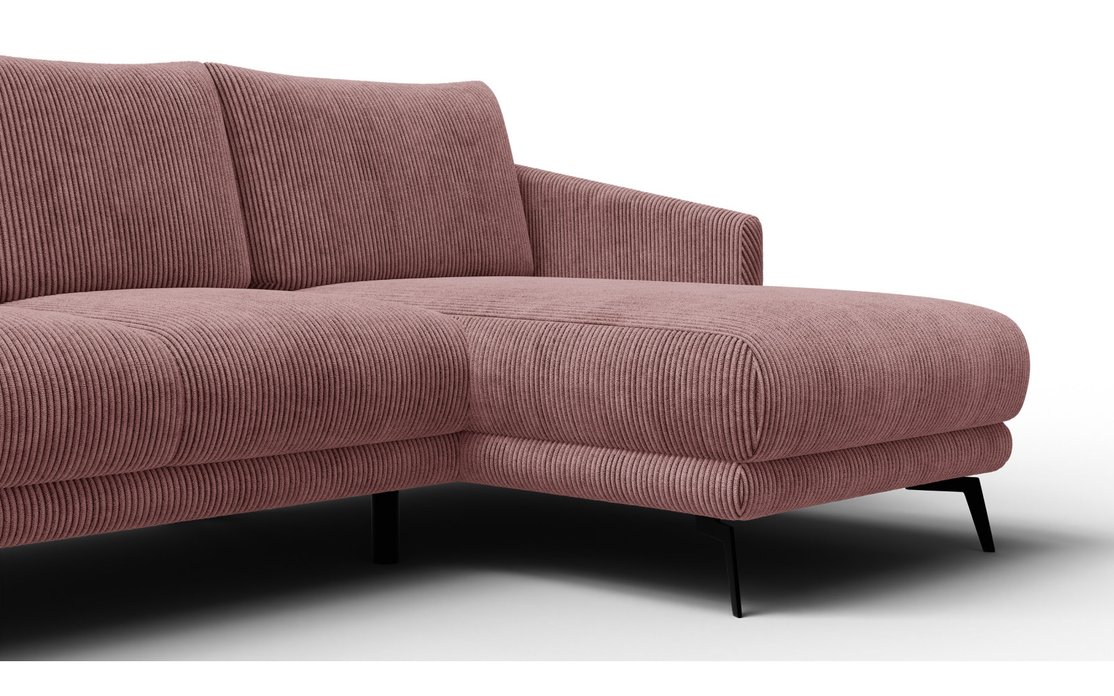 Canapé d'angle droit 3 places VILT, tissu rose