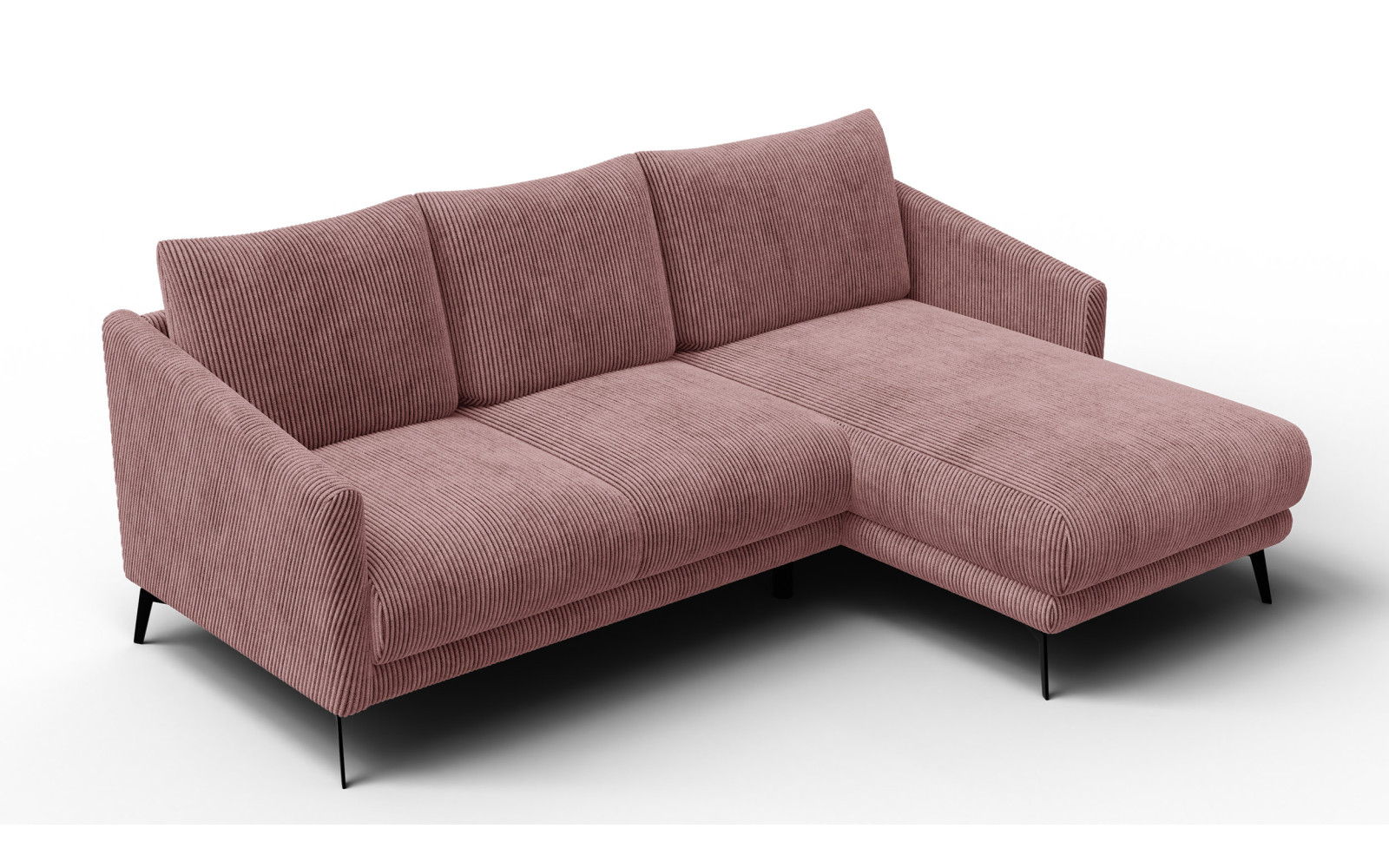 Canapé d'angle droit 3 places VILT, tissu rose