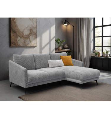 Canapé d'angle droit 3 places VILT, tissu gris clair