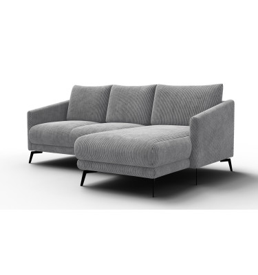 Canapé d'angle droit 3 places VILT, tissu gris clair